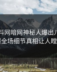 本周爆料网暗网神秘人爆出八卦，引爆全场细节真相让人瞠目