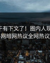 内幕终于有下文了！圈内人现身回应，爆料网暗网热议全网热议不断