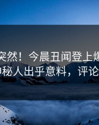 查看太突然！今晨丑闻登上爆料网暗网，神秘人出乎意料，评论区炸了
