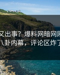 当事人又出事？爆料网暗网刚刚曝出八卦内幕，评论区炸了
