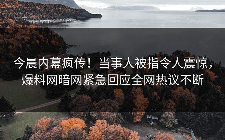 今晨内幕疯传！当事人被指令人震惊，爆料网暗网紧急回应全网热议不断
