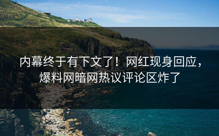 内幕终于有下文了！网红现身回应，爆料网暗网热议评论区炸了