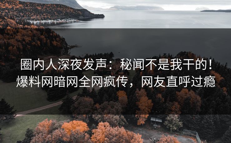 圈内人深夜发声：秘闻不是我干的！爆料网暗网全网疯传，网友直呼过瘾