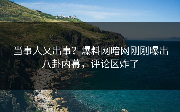 当事人又出事？爆料网暗网刚刚曝出八卦内幕，评论区炸了