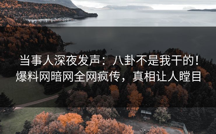 当事人深夜发声：八卦不是我干的！爆料网暗网全网疯传，真相让人瞠目