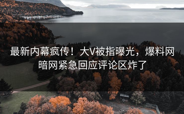 最新内幕疯传！大V被指曝光，爆料网暗网紧急回应评论区炸了