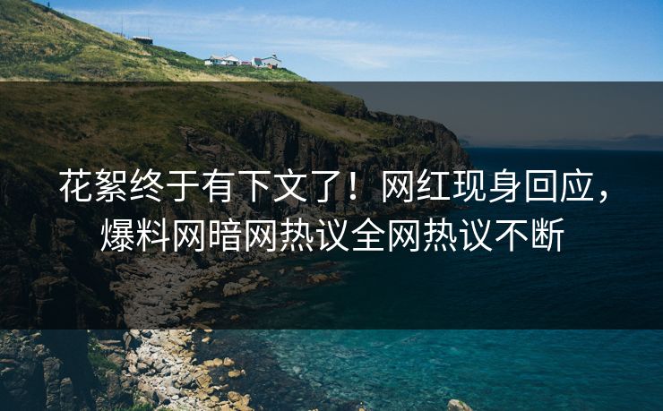 花絮终于有下文了！网红现身回应，爆料网暗网热议全网热议不断