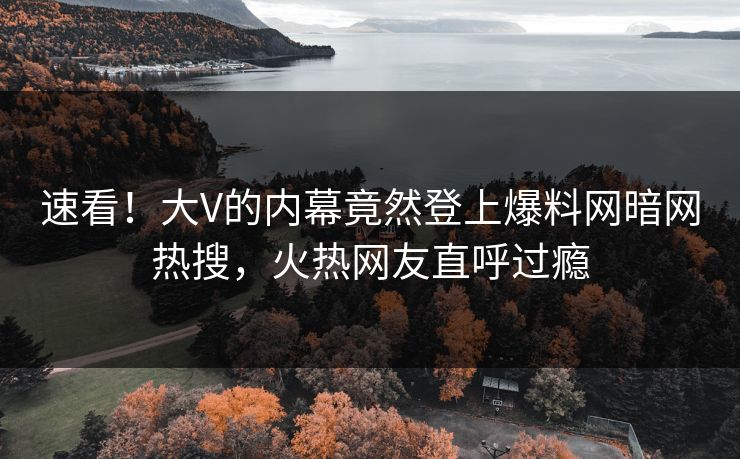 速看！大V的内幕竟然登上爆料网暗网热搜，火热网友直呼过瘾