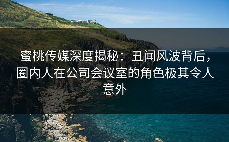 蜜桃传媒深度揭秘:丑闻风波背后,圈内人在公司会议室的角色极其令人意外 蜜桃传媒深度揭秘:丑闻风波背后,圈内人在公司会议室的角色极其令人意外