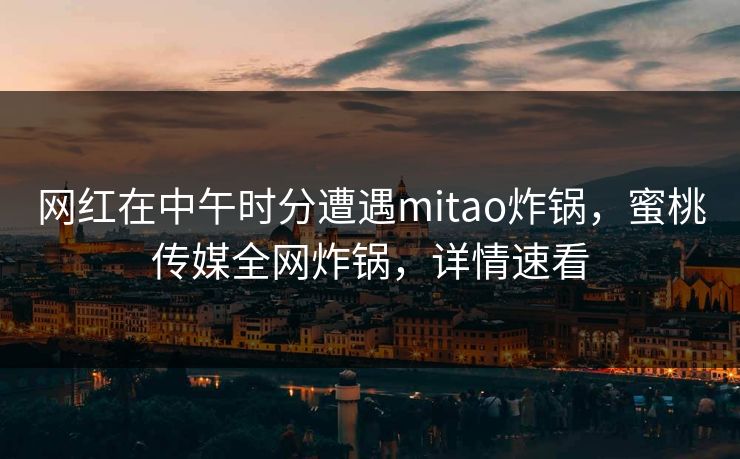 网红在中午时分遭遇mitao炸锅,蜜桃传媒全网炸锅,详情速看 网红在中午时分遭遇mitao炸锅,蜜桃传媒全网炸锅,详情速看