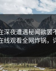 神秘人在深夜遭遇秘闻欲罢不能，蘑菇影视在线观看全网炸锅，详情查看