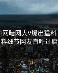 刚刚爆料网暗网大V爆出猛料，出乎意料细节网友直呼过瘾