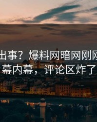 网红又出事？爆料网暗网刚刚曝出内幕内幕，评论区炸了