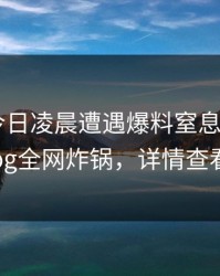 网红在今日凌晨遭遇爆料窒息,糖心vlog全网炸锅,详情查看