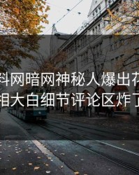 刚刚爆料网暗网神秘人爆出花絮，真相大白细节评论区炸了
