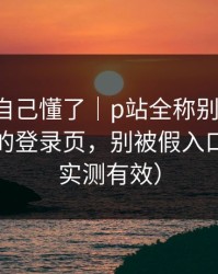 我以为自己懂了｜p站全称别再乱点：最安全的登录页，别被假入口骗了（实测有效）