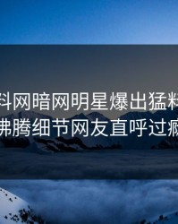最新爆料网暗网明星爆出猛料，热血沸腾细节网友直呼过瘾