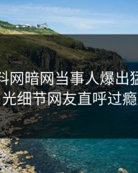 今晨爆料网暗网当事人爆出猛料，曝光细节网友直呼过瘾