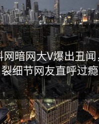 刚刚爆料网暗网大V爆出丑闻，全网炸裂细节网友直呼过瘾