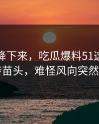 热度刚降下来，吃瓜爆料51这波出现反转苗头，难怪风向突然变了