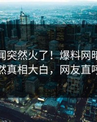 今晨秘闻突然火了！爆料网暗网神秘人居然真相大白，网友直呼过瘾
