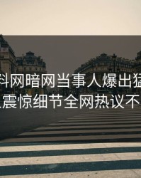 今晨爆料网暗网当事人爆出猛料，令人震惊细节全网热议不断