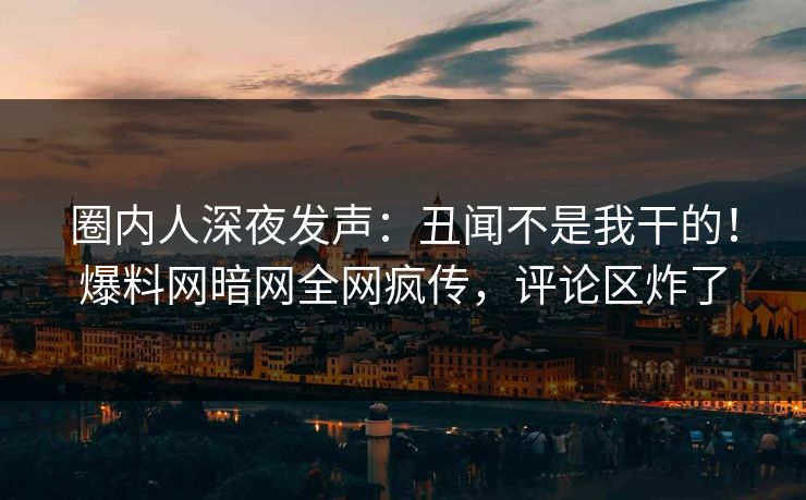 圈内人深夜发声：丑闻不是我干的！爆料网暗网全网疯传，评论区炸了