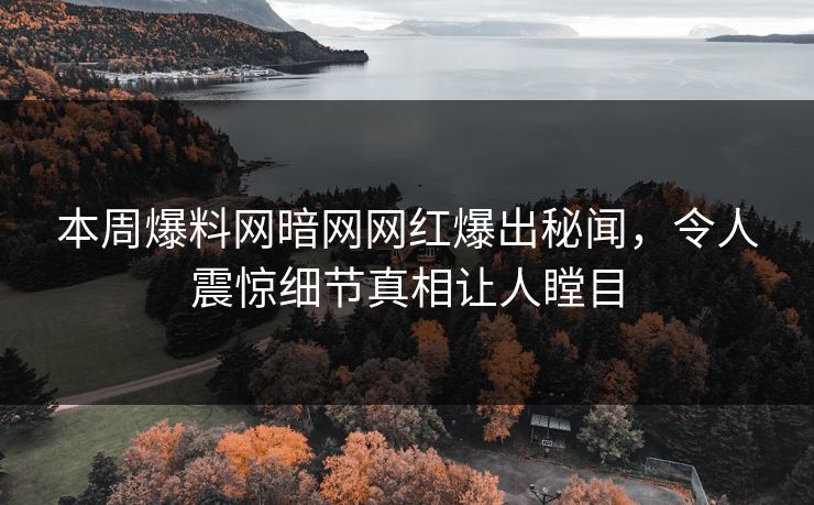 本周爆料网暗网网红爆出秘闻，令人震惊细节真相让人瞠目