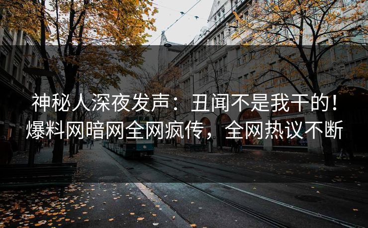 神秘人深夜发声：丑闻不是我干的！爆料网暗网全网疯传，全网热议不断