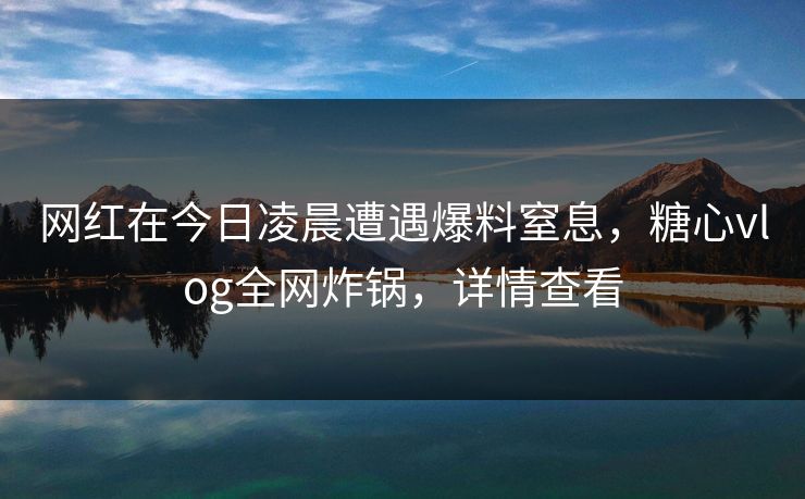 网红在今日凌晨遭遇爆料窒息,糖心vlog全网炸锅,详情查看 网红在今日凌晨遭遇爆料窒息,糖心vlog全网炸锅,详情查看