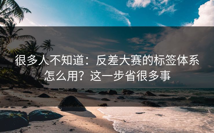 很多人不知道:反差大赛的标签体系怎么用?这一步省很多事 很多人不知道:反差大赛的标签体系怎么用?这一步省很多事